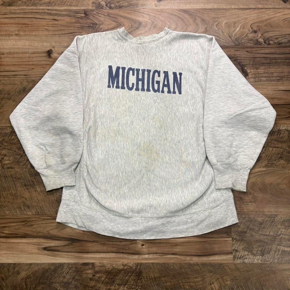 True Vintage Champion Reverse Weave Warm Up Sweatshirt XL 80s Michigan Crew USA